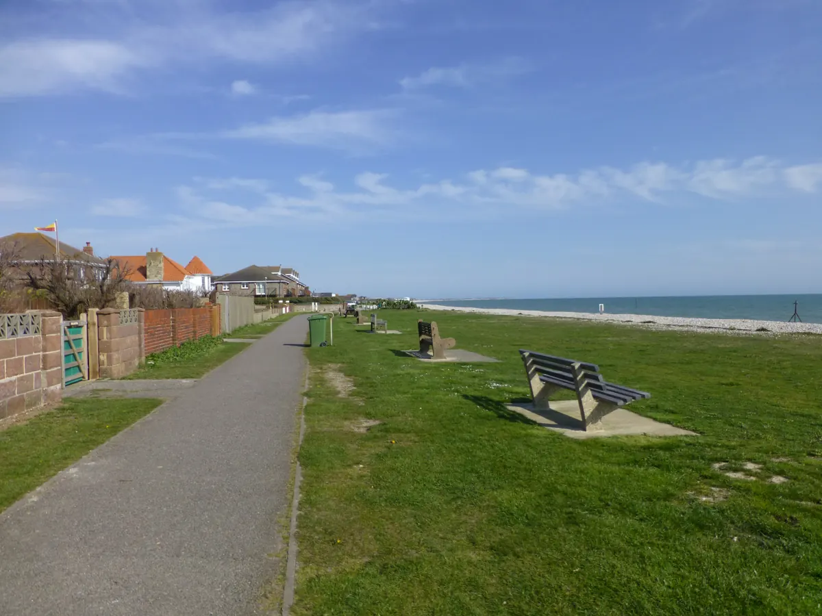 Seafront houses and the promenade path at East Wittering