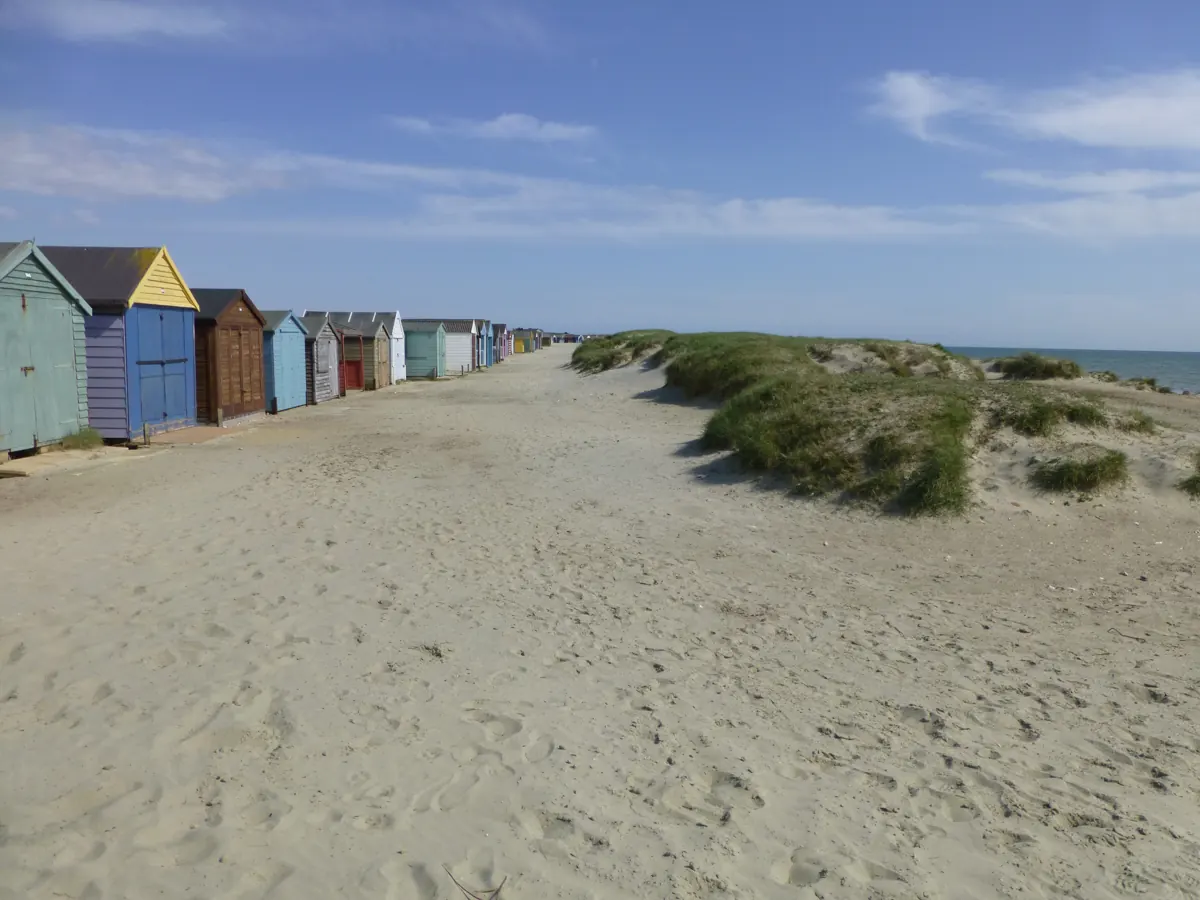 Beach huts along the dunes at West Wittering